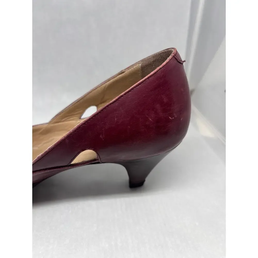 Wine Colored Peep Toe Italian Leather Pumps Nordstrom Brand Size 7